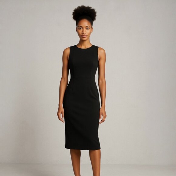 Calvin Klein Sleeveless Knee Length Bodycon Pencil Sheath Tank Dress -Black 8 - Picture 1 of 6